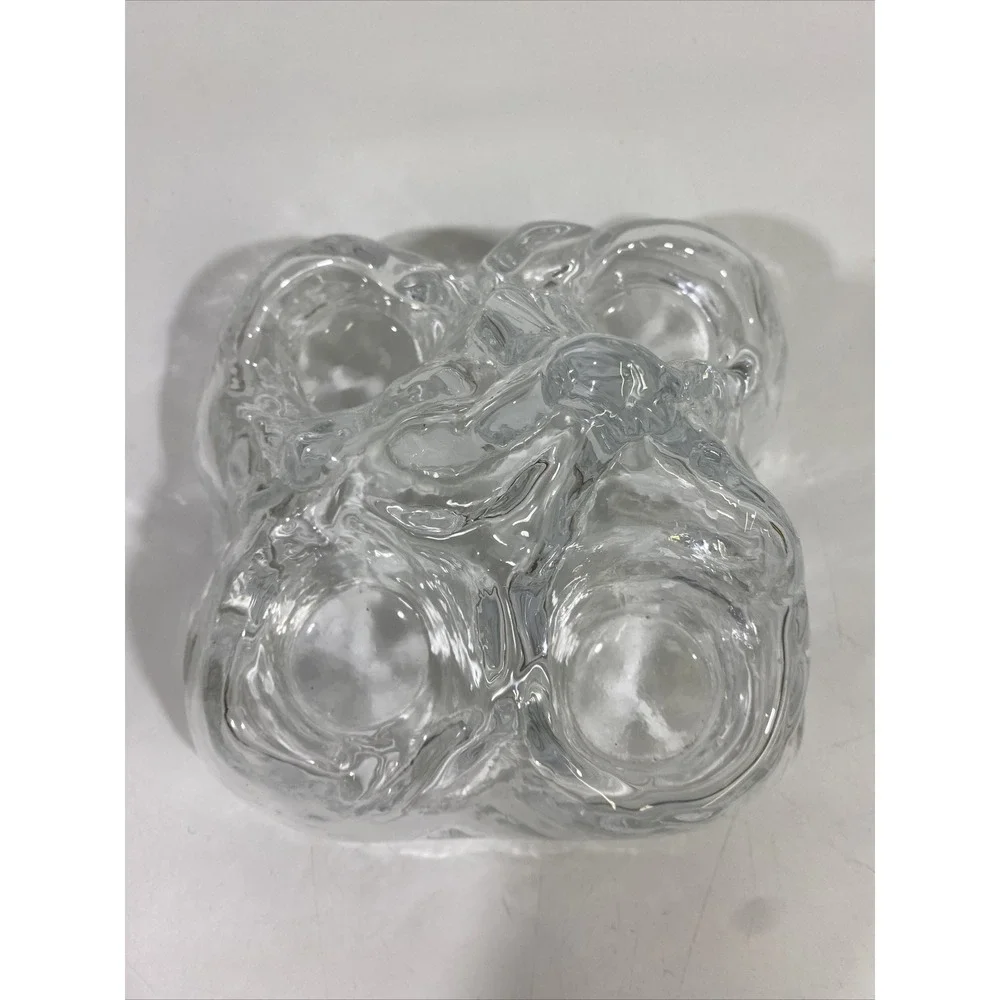 Vintage SEA Glasbruck Sweden Heavy Glacier Tea Light  candle holder Renate Stock
